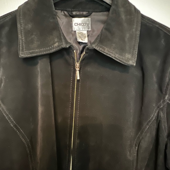 Chico’s Black suede leather jacket size 2 (12-14) - Picture 2 of 7